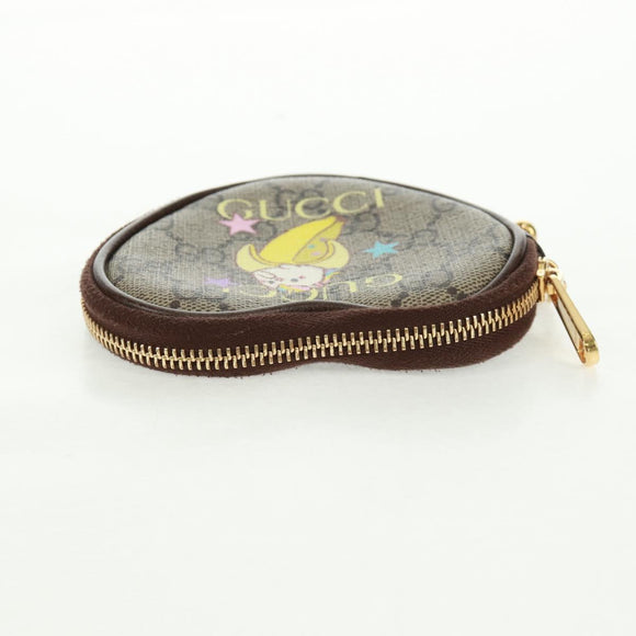 GUCCI GG Supreme Bananya Coin Purse PVC Beige Gold 701062 Auth 168024M