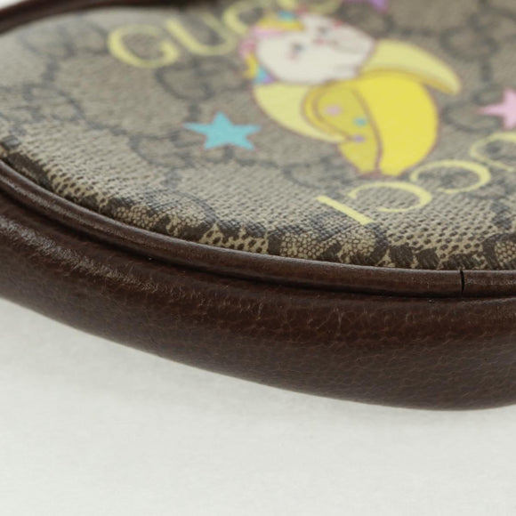 GUCCI GG Supreme Bananya Coin Purse PVC Beige Gold 701062 Auth 168024M