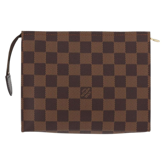 LOUIS VUITTON Damier Ebene Poche Toilette 19 Pouch N47544 LV Auth 168026V