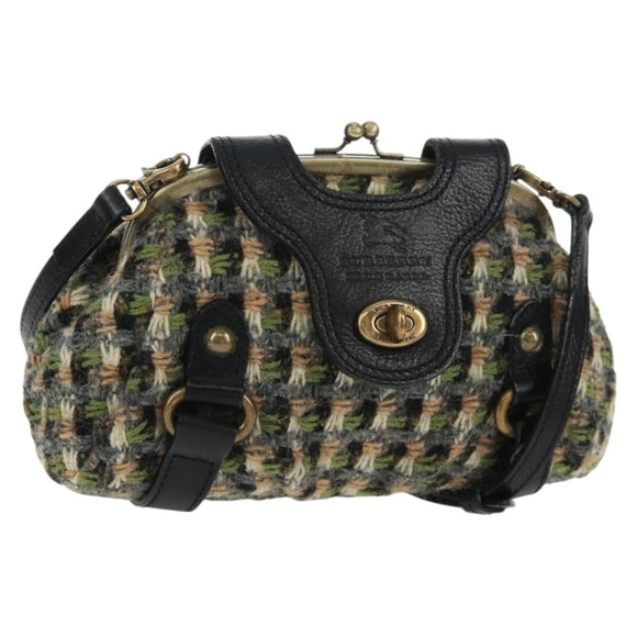 BURBERRY Blue Label Shoulder Bag Tweed Green Auth 168031V