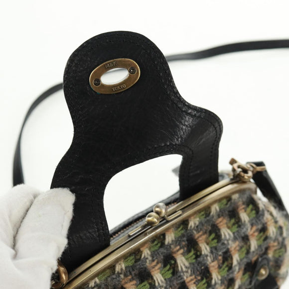 BURBERRY Blue Label Shoulder Bag Tweed Green Auth 168031V
