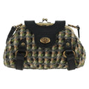 BURBERRY Blue Label Shoulder Bag Tweed Green Auth 168031V-13