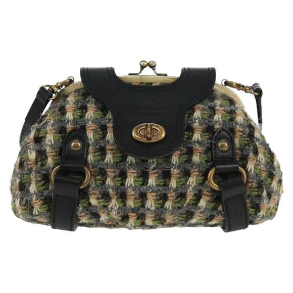 BURBERRY Blue Label Shoulder Bag Tweed Green Auth 168031V