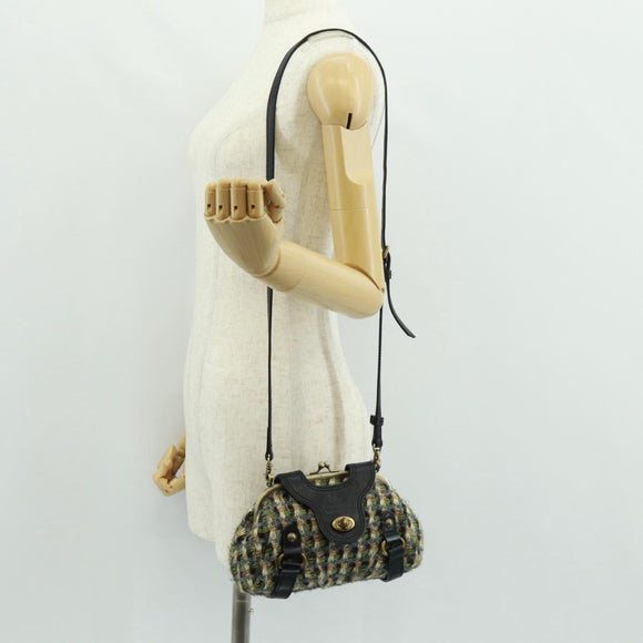 BURBERRY Blue Label Shoulder Bag Tweed Green Auth 168031V