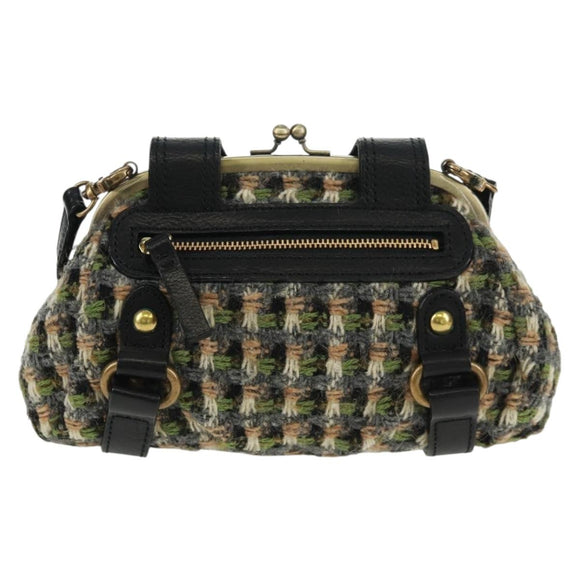 BURBERRY Blue Label Shoulder Bag Tweed Green Auth 168031V