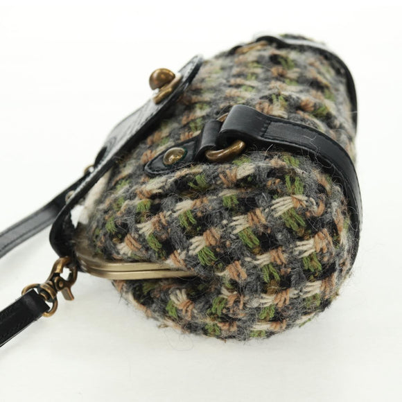 BURBERRY Blue Label Shoulder Bag Tweed Green Auth 168031V