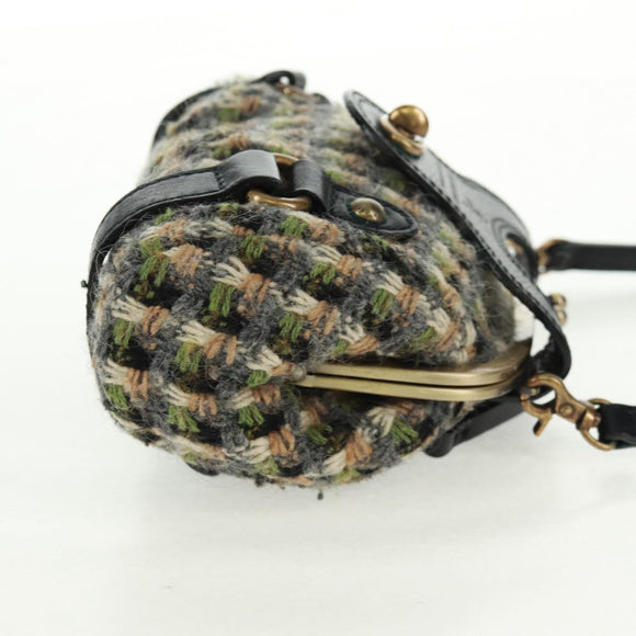 BURBERRY Blue Label Shoulder Bag Tweed Green Auth 168031V