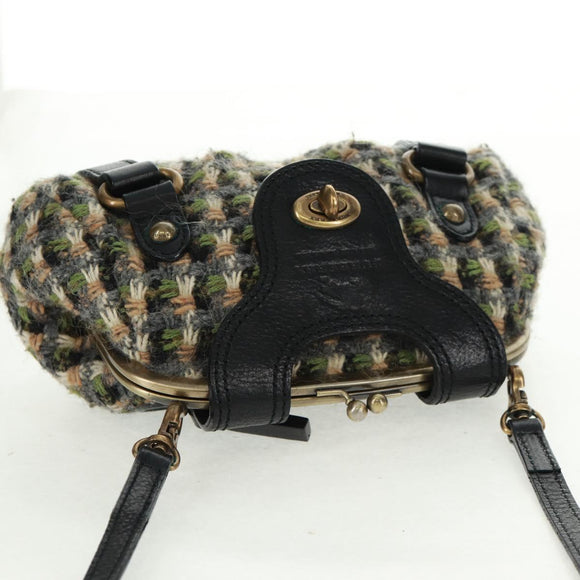 BURBERRY Blue Label Shoulder Bag Tweed Green Auth 168031V