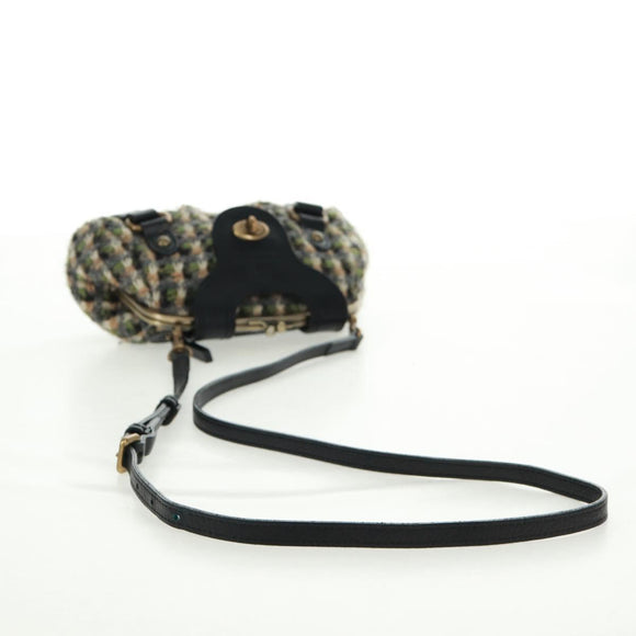 BURBERRY Blue Label Shoulder Bag Tweed Green Auth 168031V