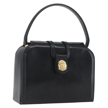 CELINE Hand Bag Leather Black Gold Auth 168032