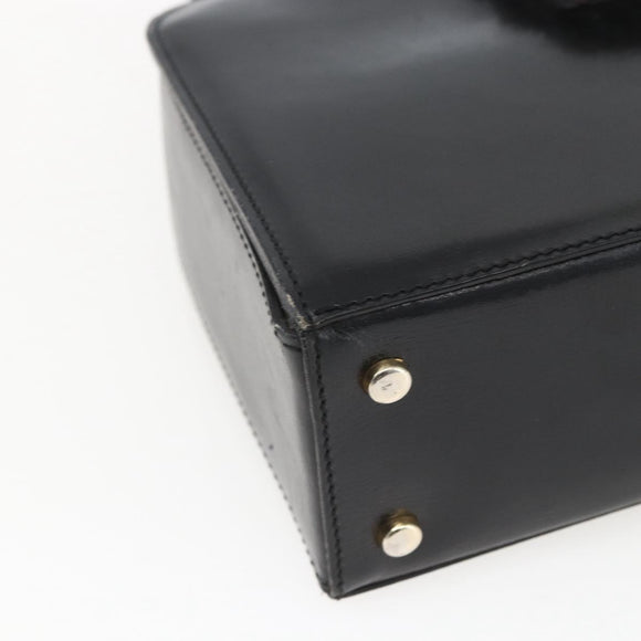 CELINE Hand Bag Leather Black Gold Auth 168032