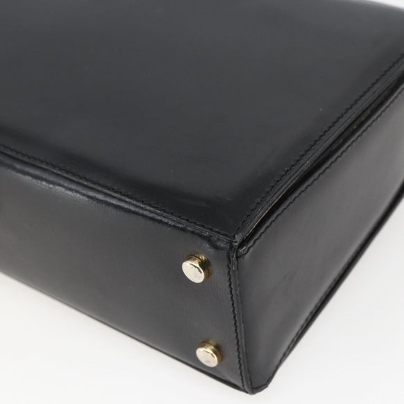 CELINE Hand Bag Leather Black Gold Auth 168032