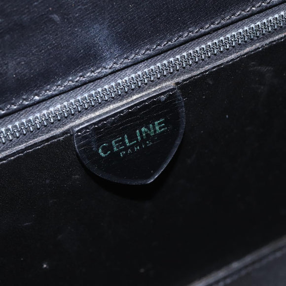 CELINE Hand Bag Leather Black Gold Auth 168032