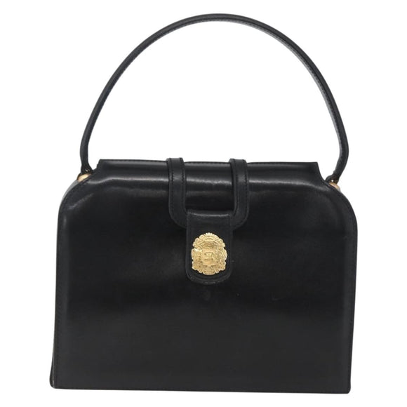 CELINE Hand Bag Leather Black Gold Auth 168032