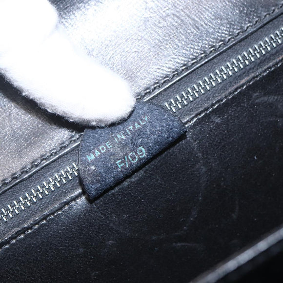 CELINE Hand Bag Leather Black Gold Auth 168032