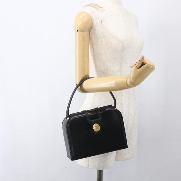 CELINE Hand Bag Leather Black Gold Auth 168032