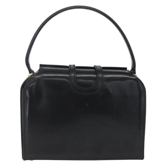 CELINE Hand Bag Leather Black Gold Auth 168032