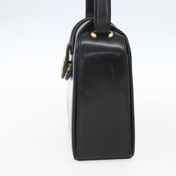 CELINE Hand Bag Leather Black Gold Auth 168032