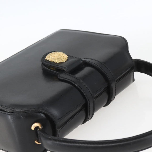 CELINE Hand Bag Leather Black Gold Auth 168032