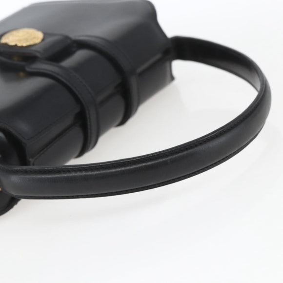 CELINE Hand Bag Leather Black Gold Auth 168032