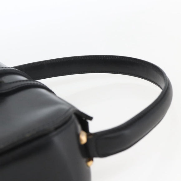 CELINE Hand Bag Leather Black Gold Auth 168032