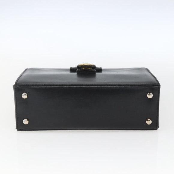 CELINE Hand Bag Leather Black Gold Auth 168032