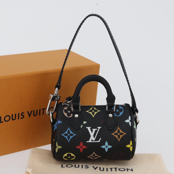 LOUIS VUITTON Multicolor Micro Speedy Bag Charm Black M02459 LV Auth 168038SM