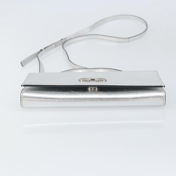 Salvatore Ferragamo Shoulder Wallet Leather 2way Silver Auth 168042