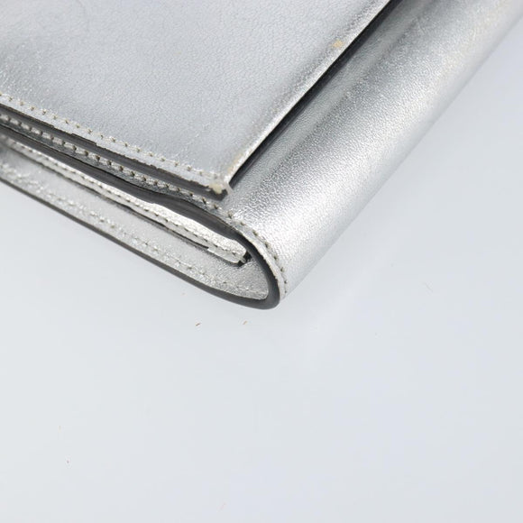 Salvatore Ferragamo Shoulder Wallet Leather 2way Silver Auth 168042