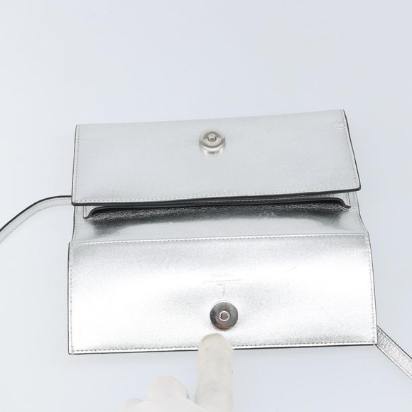 Salvatore Ferragamo Shoulder Wallet Leather 2way Silver Auth 168042