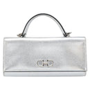 Salvatore Ferragamo Shoulder Wallet Leather 2way Silver Auth 168042-13