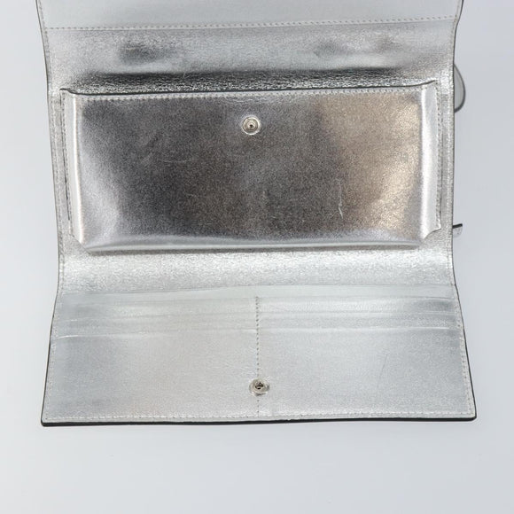 Salvatore Ferragamo Shoulder Wallet Leather 2way Silver Auth 168042