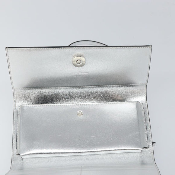 Salvatore Ferragamo Shoulder Wallet Leather 2way Silver Auth 168042