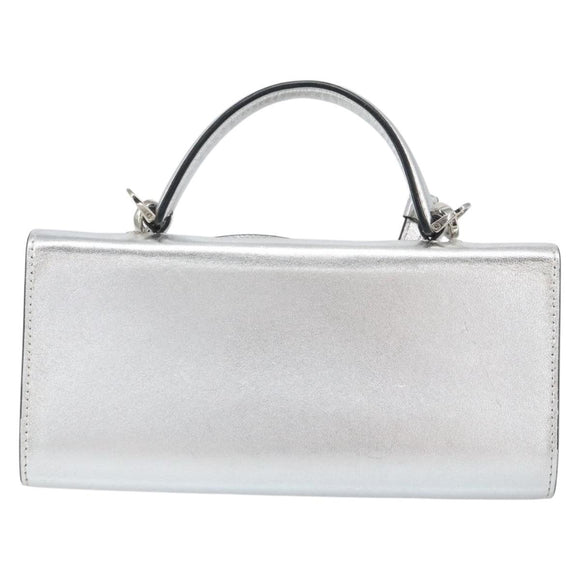 Salvatore Ferragamo Shoulder Wallet Leather 2way Silver Auth 168042
