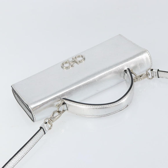 Salvatore Ferragamo Shoulder Wallet Leather 2way Silver Auth 168042
