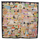HERMES Carre 90 Scarf ""La Patisserie Francaise"" Silk Black Auth 168044SAM-11