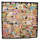 HERMES Carre 90 Scarf ""La Patisserie Francaise"" Silk Black Auth 168044SAM-1