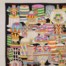 HERMES Carre 90 Scarf ""La Patisserie Francaise"" Silk Black Auth 168044SAM-2