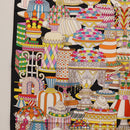 HERMES Carre 90 Scarf ""La Patisserie Francaise"" Silk Black Auth 168044SAM-5