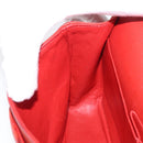 CHANEL Matelasse 25 Double Flap Chain Bag Lamb Skin Red Silver CC Auth 168059-25