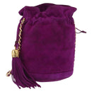 CHANEL Matelasse Chain Shoulder Bag Suede Purple Gold CC Auth 168060-1