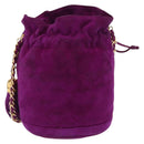 CHANEL Matelasse Chain Shoulder Bag Suede Purple Gold CC Auth 168060-13