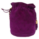 CHANEL Matelasse Chain Shoulder Bag Suede Purple Gold CC Auth 168060-2