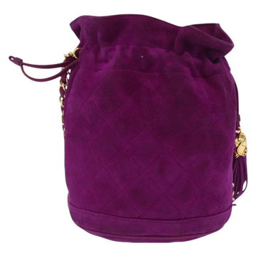 CHANEL Matelasse Chain Shoulder Bag Suede Purple Gold CC Auth 168060 - 0