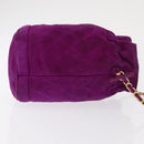 CHANEL Matelasse Chain Shoulder Bag Suede Purple Gold CC Auth 168060-3