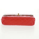 CHANEL Chain Matelasse 23 Shoulder Bag Lamb Skin Red Gold CC Auth 168061V-11