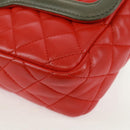 CHANEL Chain Matelasse 23 Shoulder Bag Lamb Skin Red Gold CC Auth 168061V-13