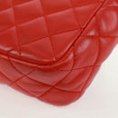 CHANEL Chain Matelasse 23 Shoulder Bag Lamb Skin Red Gold CC Auth 168061V-15