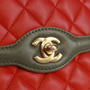 CHANEL Chain Matelasse 23 Shoulder Bag Lamb Skin Red Gold CC Auth 168061V-16