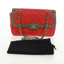 CHANEL Chain Matelasse 23 Shoulder Bag Lamb Skin Red Gold CC Auth 168061V-27